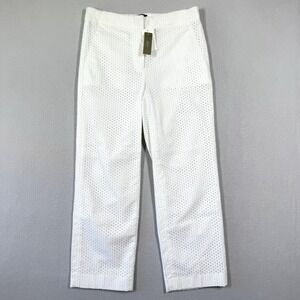 J Crew Pants Womens 0 Eyelet Patio Pant White Straight Leg Crop Trouser NWT